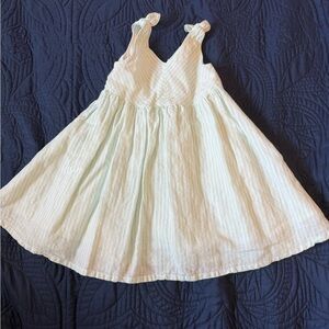 White and Blue Pleated Sundress with Straps
